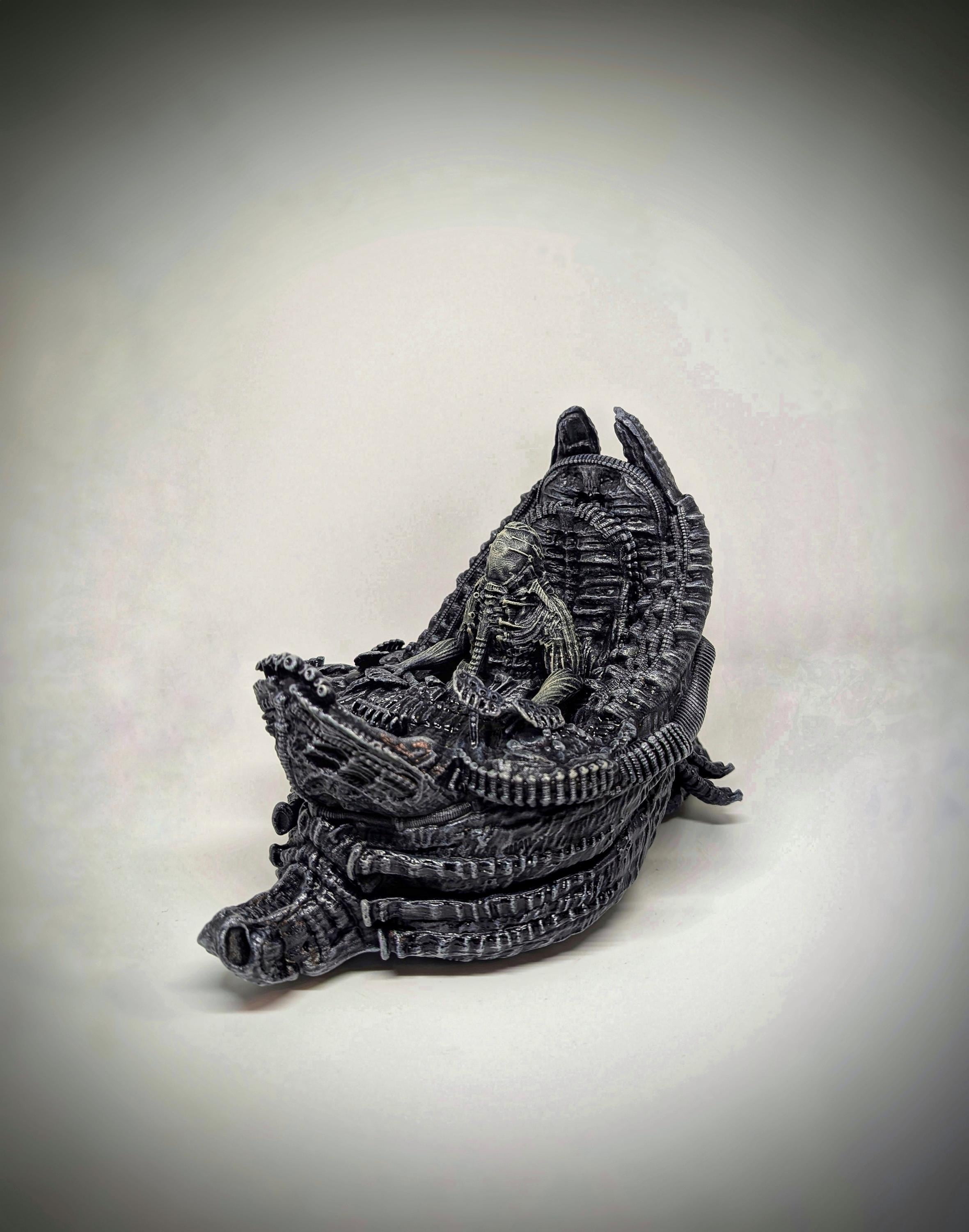 Inspired by H.R. Giger Space Jockey Resin Sculpture 7.7in (19.5cm) x 10.2in (26cm)