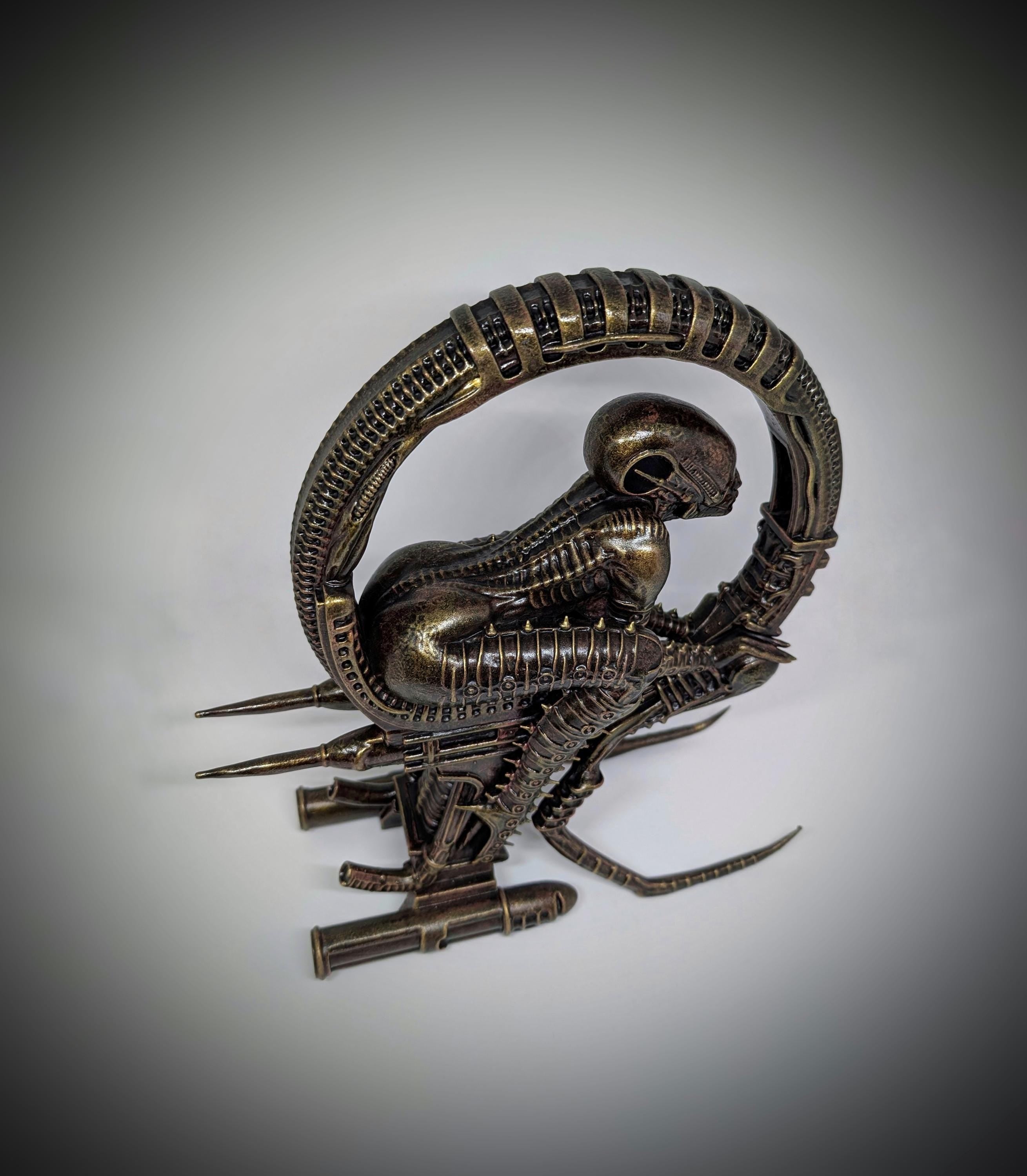 Inspired by H.R. Giger Space Jockey 3D Resin Sculpture 11in (28cm/280mm) Height