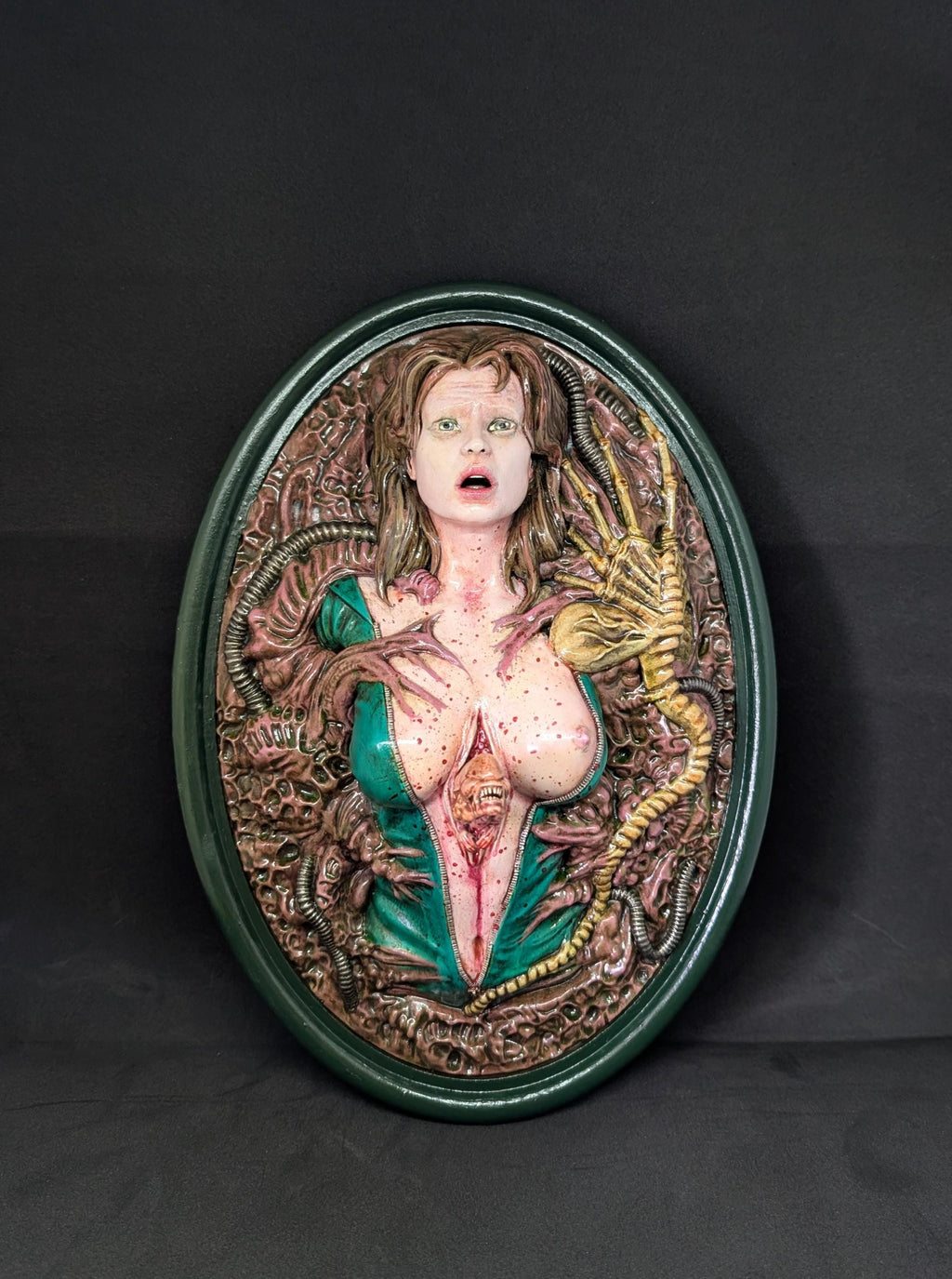 Wall Sculpture Inspired by H R Giger Alien 3D Resin Height 11 inches