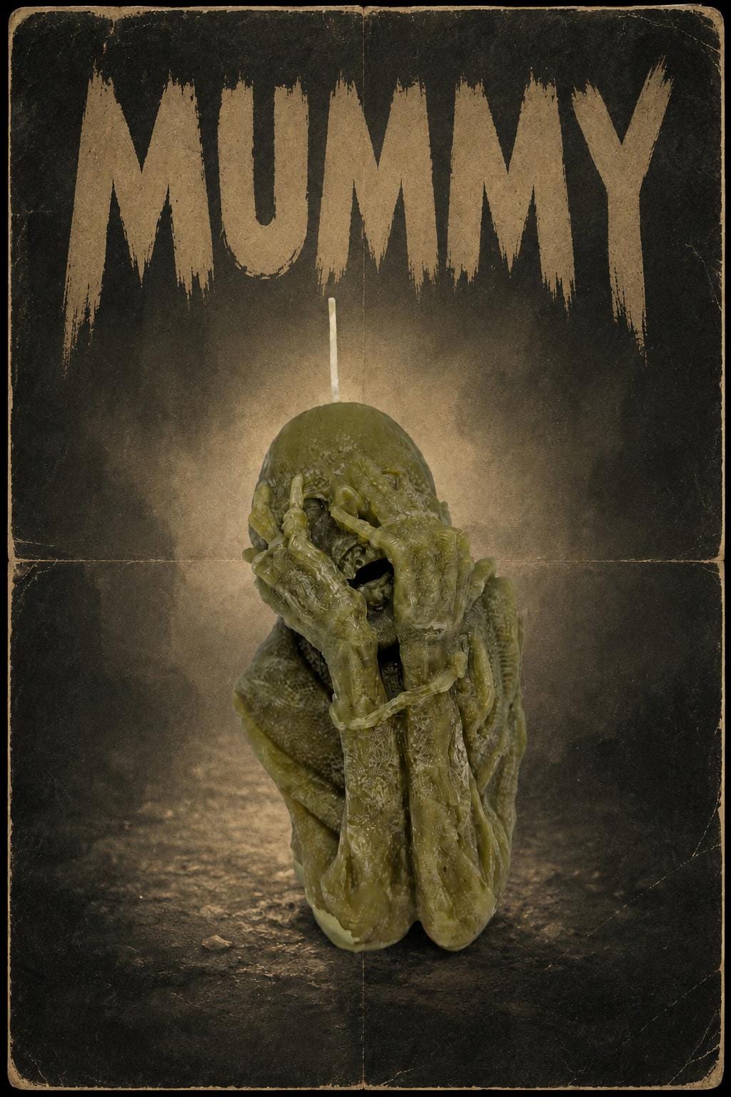 Handmade Gothic Screaming Mummy Candle 5.7 in (14.5 cm ) Tall Wax Art