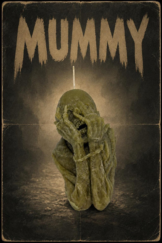 Handmade Gothic Screaming Mummy Candle 5.7 in (14.5 cm ) Tall Wax Art