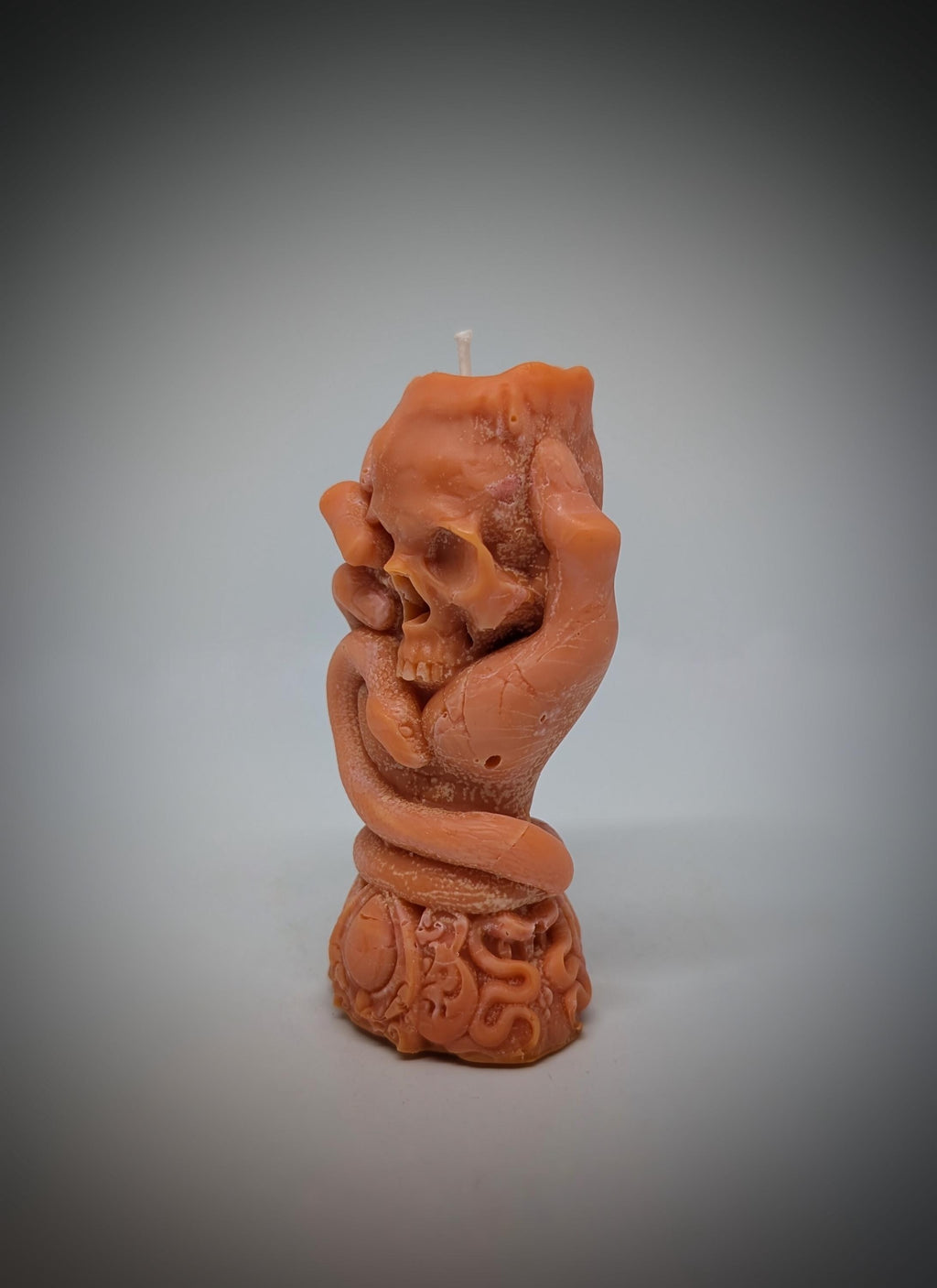 Skull Candle with Snake -3.94" (10 cm/100 mm) Dark Art Gothic Decor Handmade