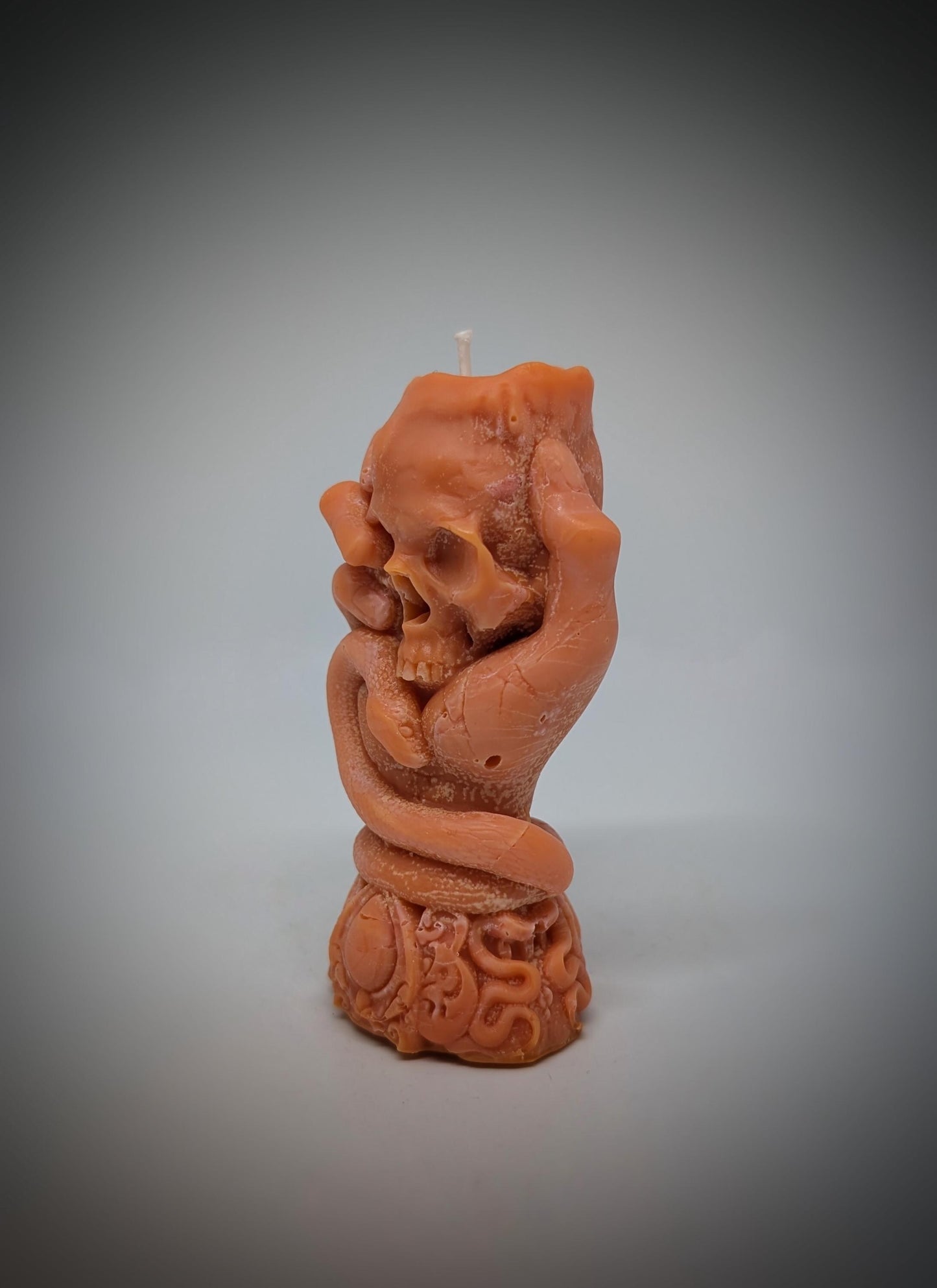 Skull Candle with Snake -3.94" (10 cm/100 mm) Dark Art Gothic Decor Handmade