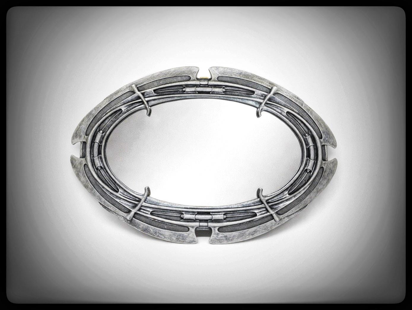 Inspired by H.R. Giger - Oval Mirror 13.8 in (35 cm/350 mm) x 9.4 in (24 cm/240 mm)