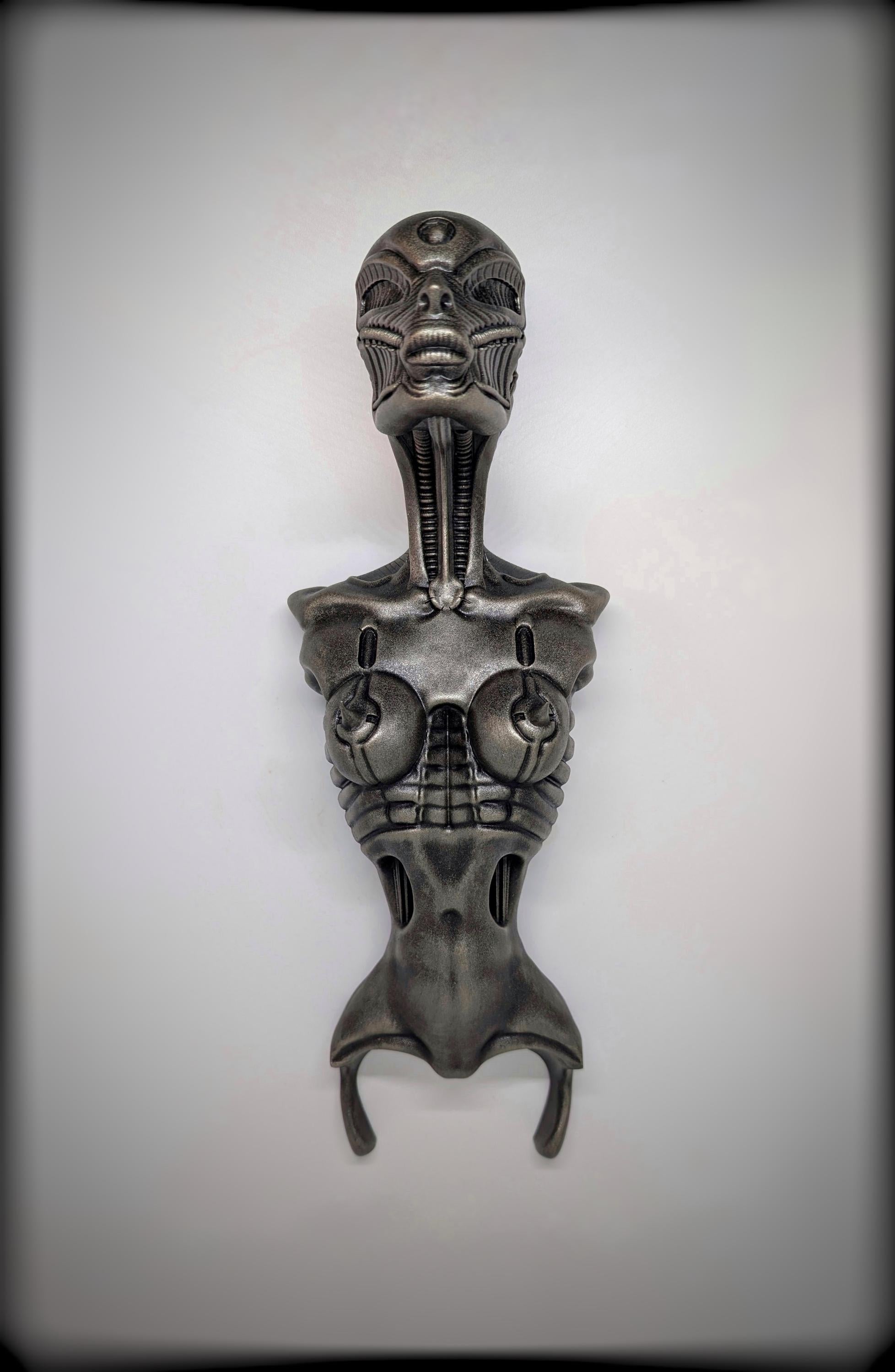 Inspired by H.R. Giger Biomechanoid 3D Resin Wall Sculpture, Length 14 inches (35.5 cm/355mm)