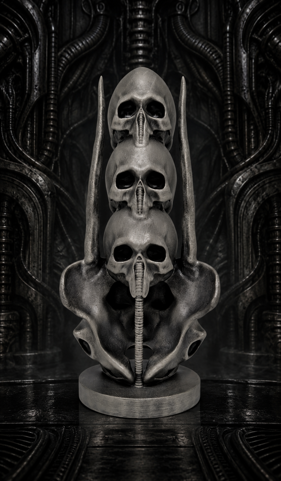Biomechanical Art Sculpture 3D Printed Resin Hand-Painted 12.6" (32 cm)